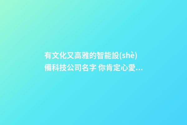 有文化又高雅的智能設(shè)備科技公司名字 你肯定心愛這類吉名-第1張-公司起名-玄機(jī)派